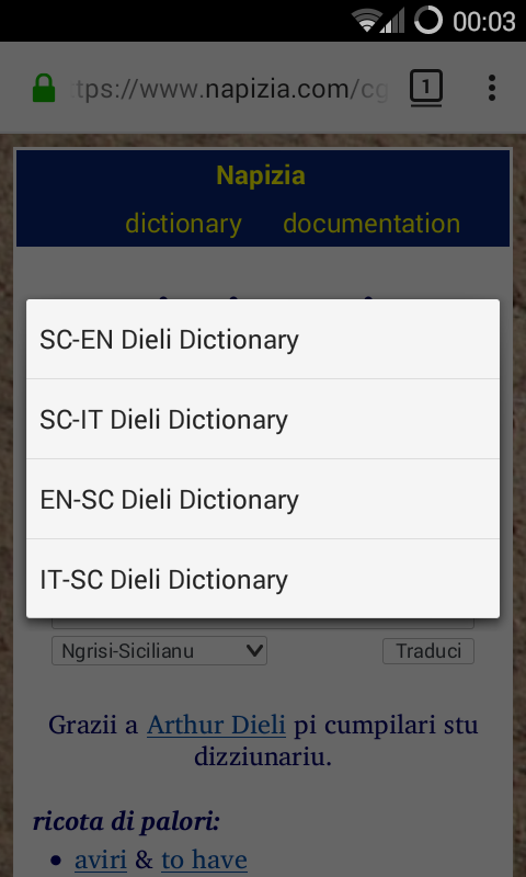 Step 4: select dictionary