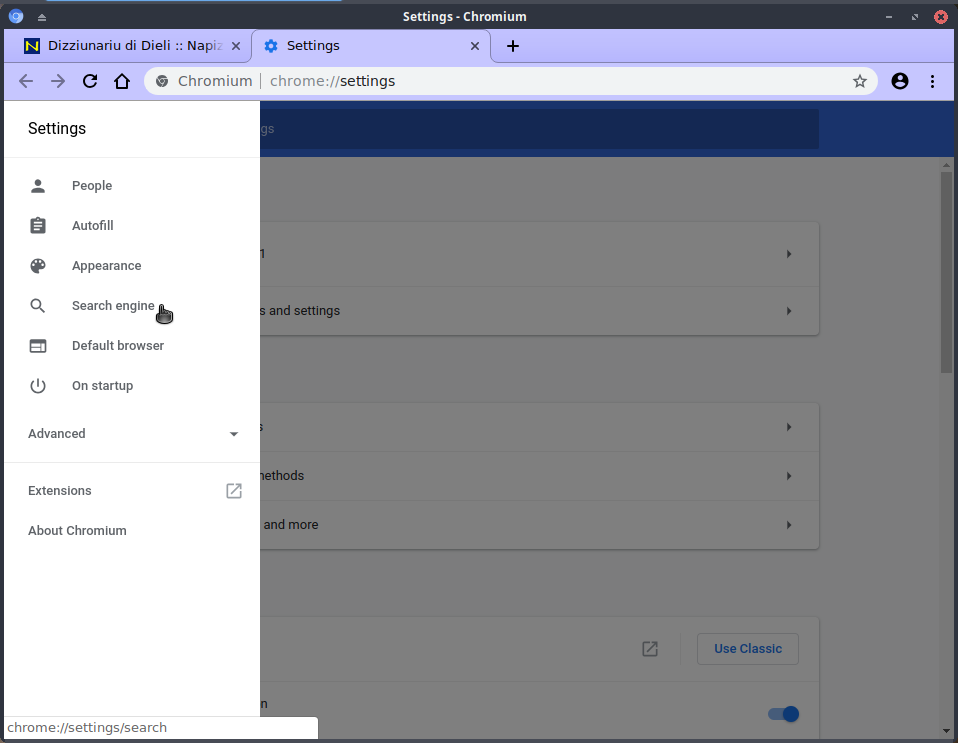 Step 3: select Search engine