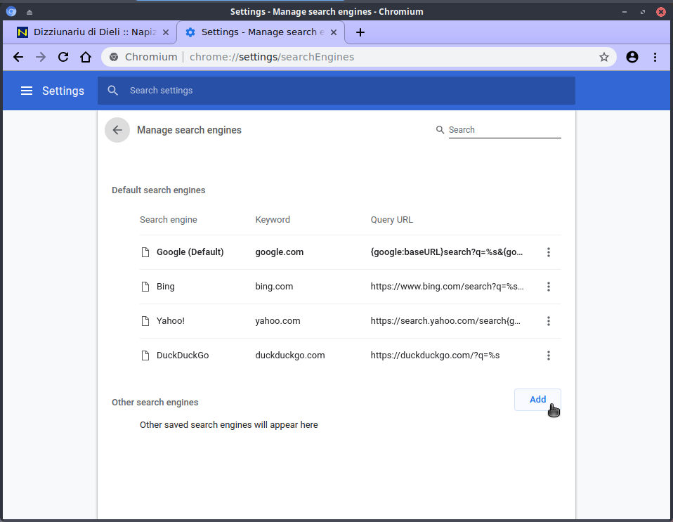 Step 5: add Other search engines