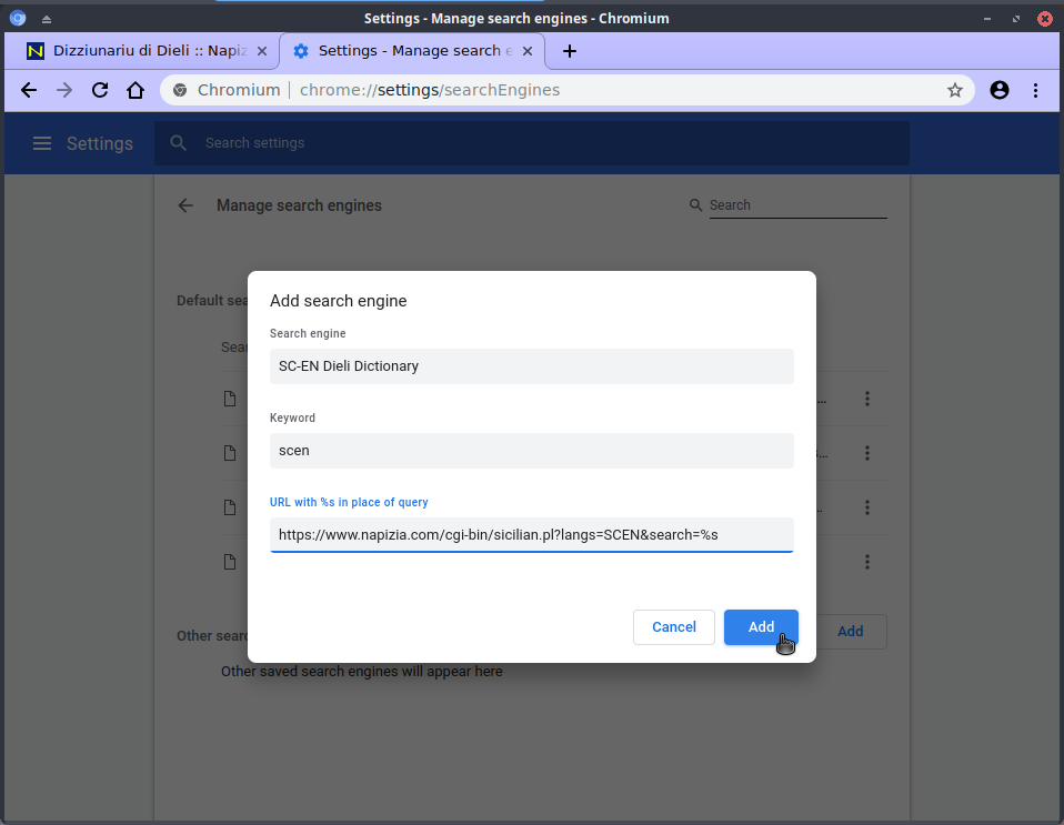 Step 6: add search engines